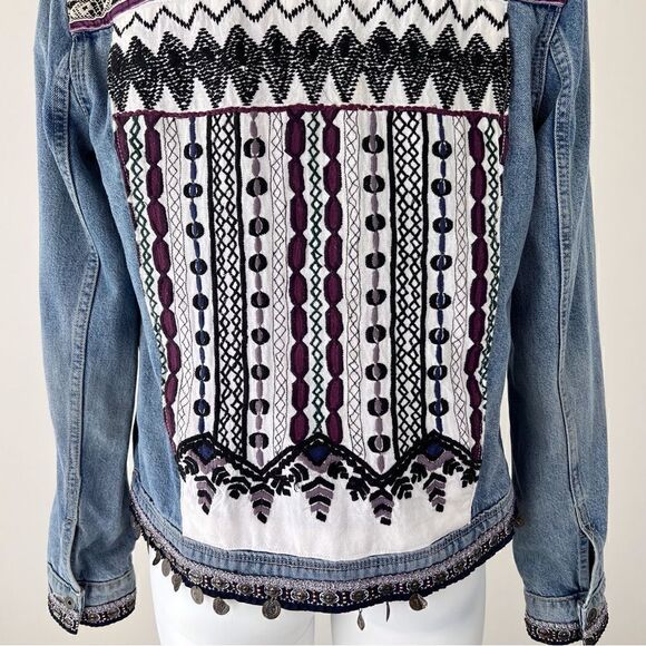 Paige denim embroidered jean jacket. Super cute but too tight for me. - Picture 6 of 11